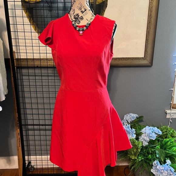 Milly of New York Vibrant Red Asymmetrical Dress - Picture 6 of 12